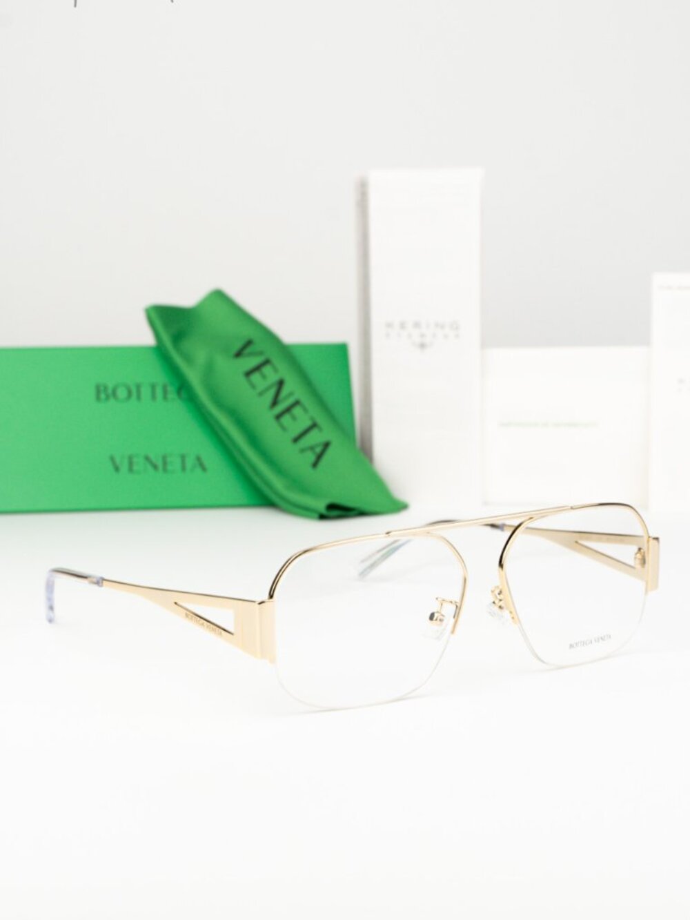 Bottega Veneta Women Eyeglasses Gold Demo Pilot BV1067O 002 NEW AUTHENTIC